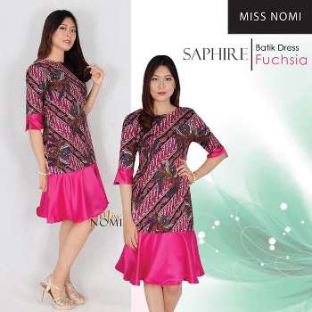Dress Batik Kombinasi Satin Saphire